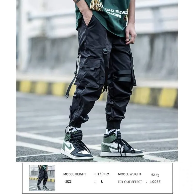 Techwear Street Style Black Cargo Jogger Pants