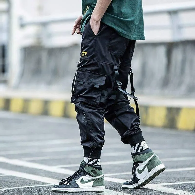 Techwear Street Style Black Cargo Jogger Pants