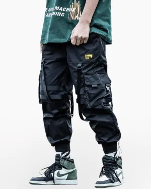 Techwear Street Style Black Cargo Jogger Pants