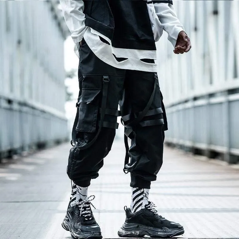 Techwear Street Style Black Cargo Jogger Pants