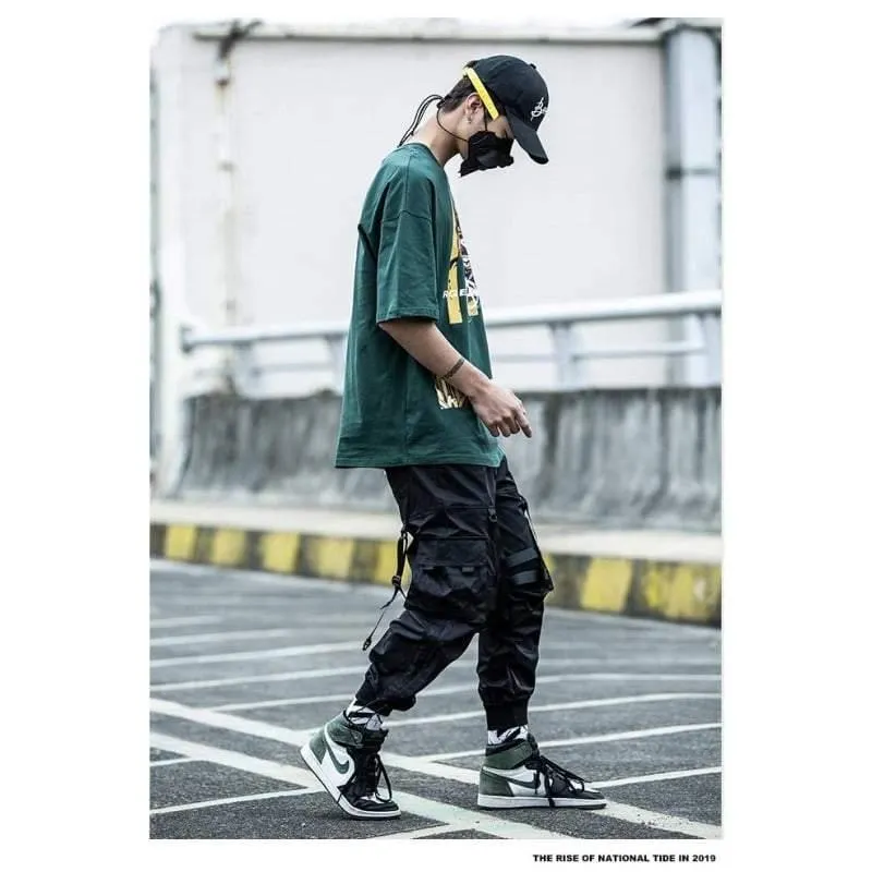 Techwear Street Style Black Cargo Jogger Pants
