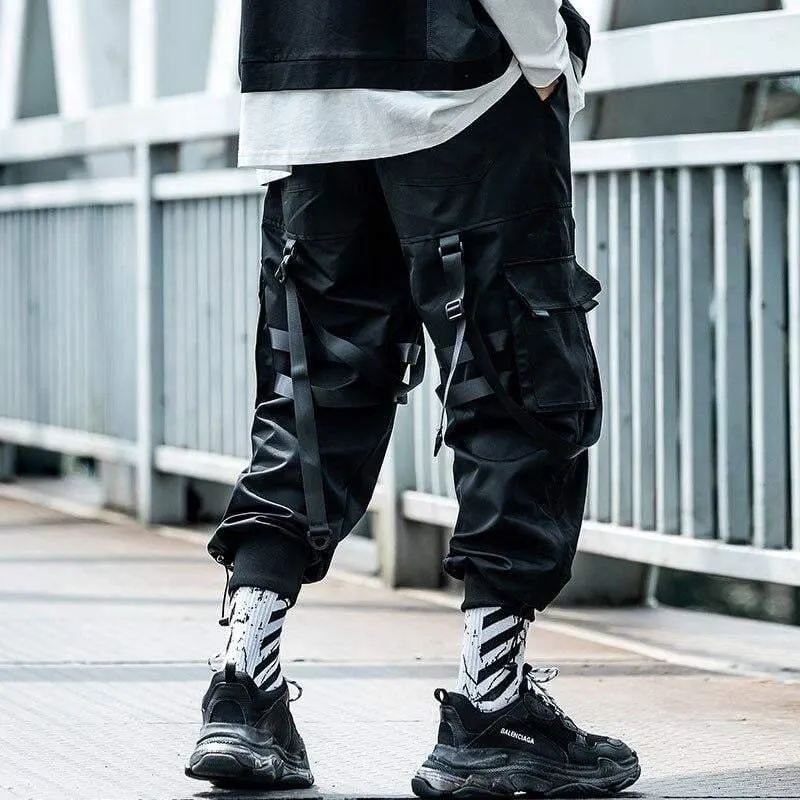 Techwear Street Style Black Cargo Jogger Pants