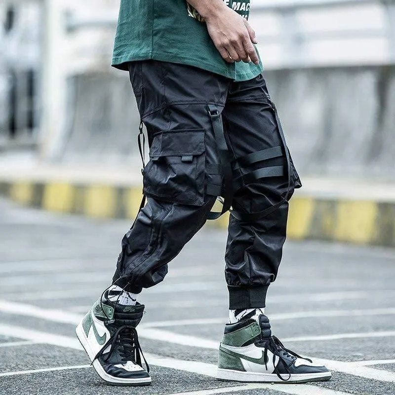 Techwear Street Style Black Cargo Jogger Pants