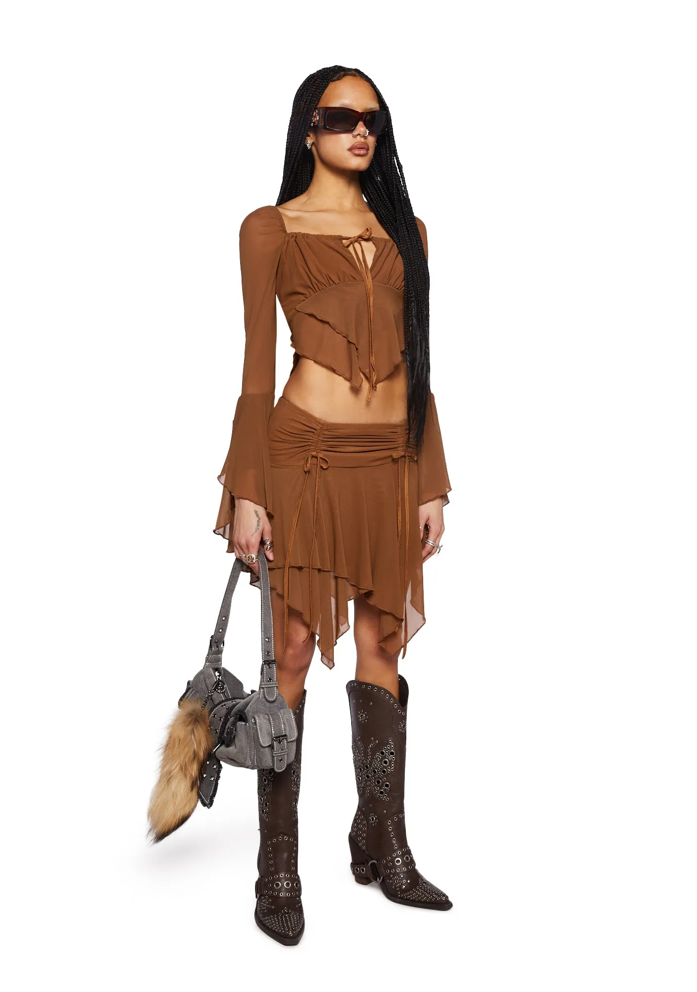 Wild Attraction Mesh Top- Brown