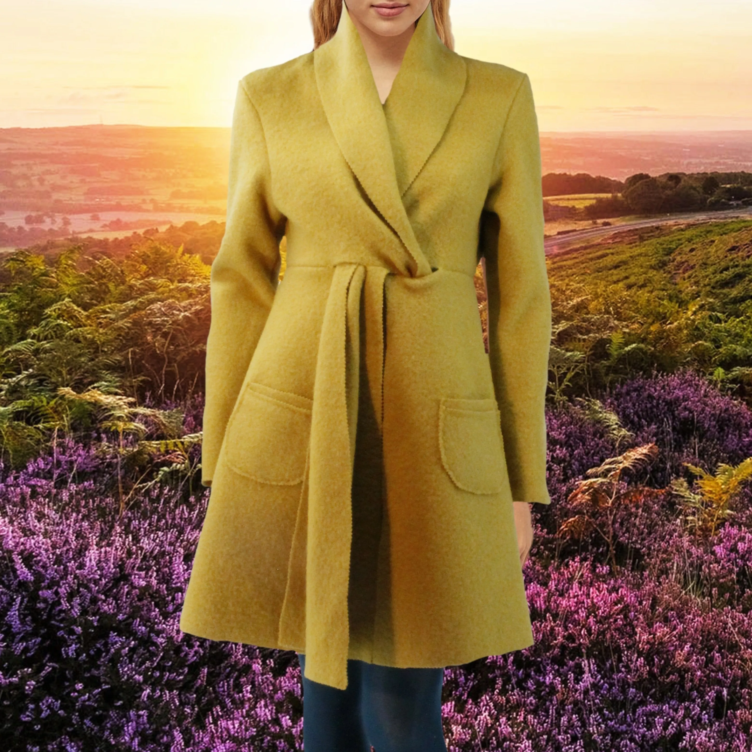 Wollen jas met sjawlkraag / Wool jacket with shawl collar